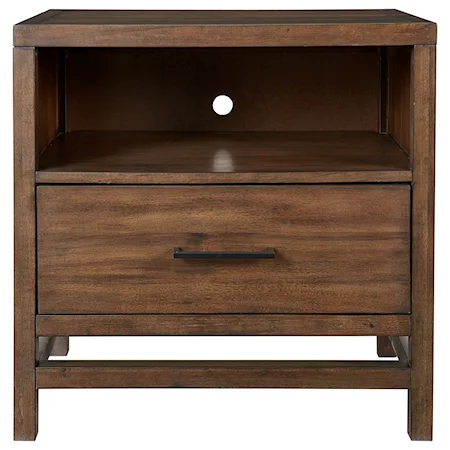 Contemporary Nightstand with Drawer and Wire Management